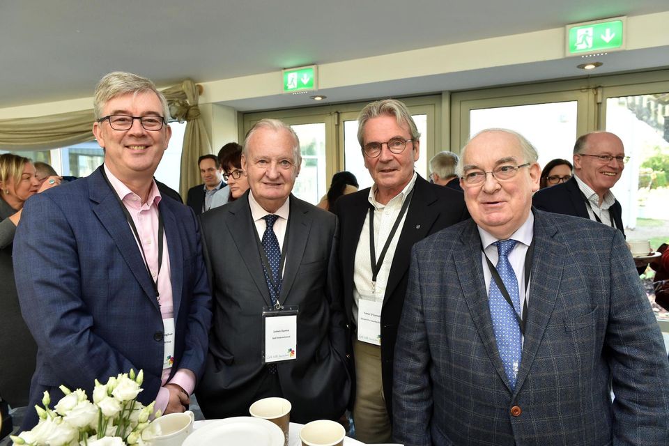 The late Senator Paul Coghlan at a conference in Killarney with Patrick O'Donoghue, Gleneagle Group, Jimmy Dunne and Conor O'Connell, Glen Fia House. Photo by Don MacMonagle