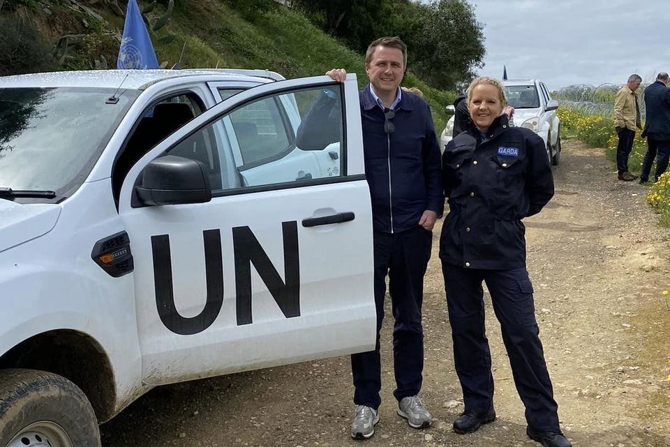 Minister James Browne pictured at the buffer zone in Cyprus where gardaí have been based on a peacekeeping mission for 30 years.