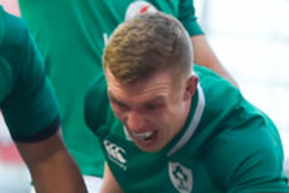 Huge impact: Dan Leavy celebrates as Cian Healy scores Ireland’s fourth try during the Six Nations match against Wales at the Aviva last month. Photo: Sportsfile