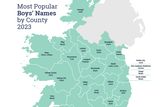 thumbnail: The most popular boys' names by county in 2023. Image: CSO