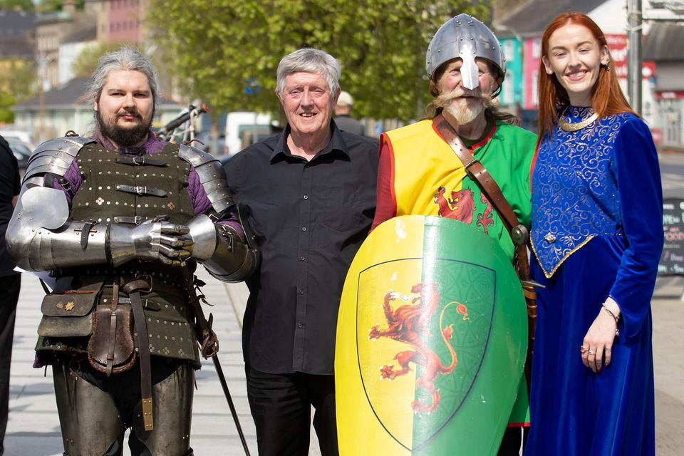 William Marshal weekend. From left; Dylan Nolan as Knight, Seamus Kiely, Martin Marshall as William Marshal and Hayley Crosbie as Isabel de Clare. Photo; Mary Browne