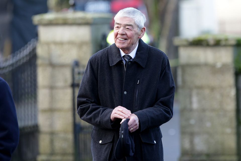 Former Fine Gael leader Alan Dukes at John Bruton's funeral in Dunboyne. Photo: Gerry Mooney