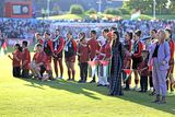 thumbnail: Radie Peat performs Amhrán na bhFiann before the Bohemians and Palestine match at Dalymount Park, Dublin on May 15. Photo: Stephen McCarthy/Sportsfile