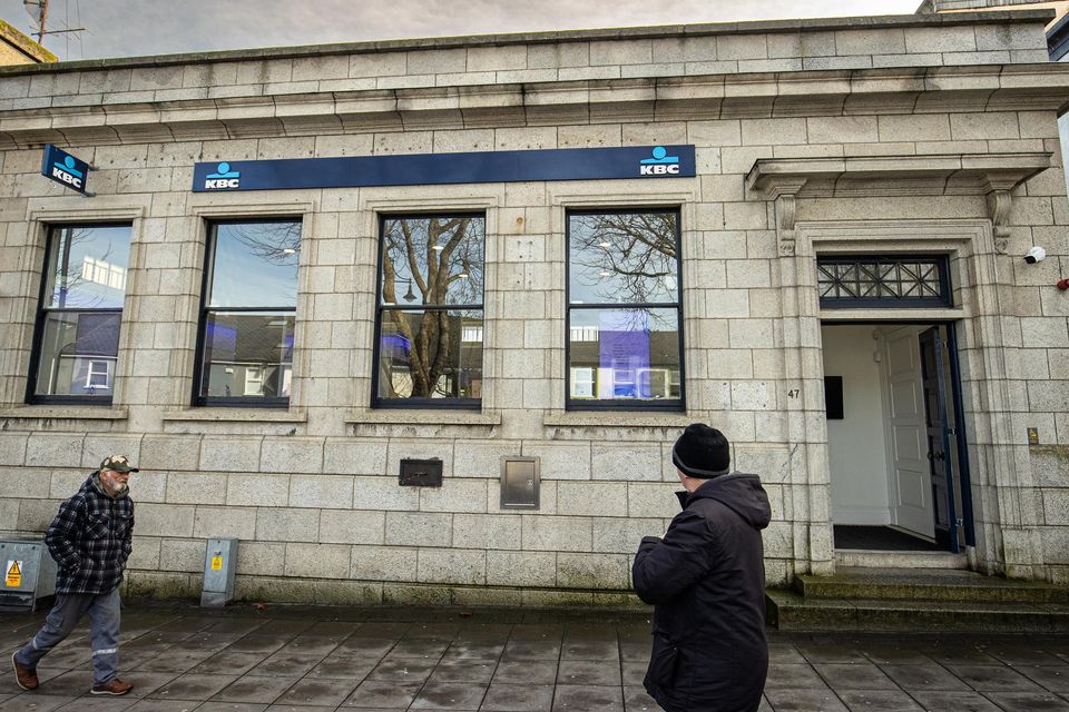 KBC Bank in Swords which is one of the branches to close permanently today. Photo: Mark Condern