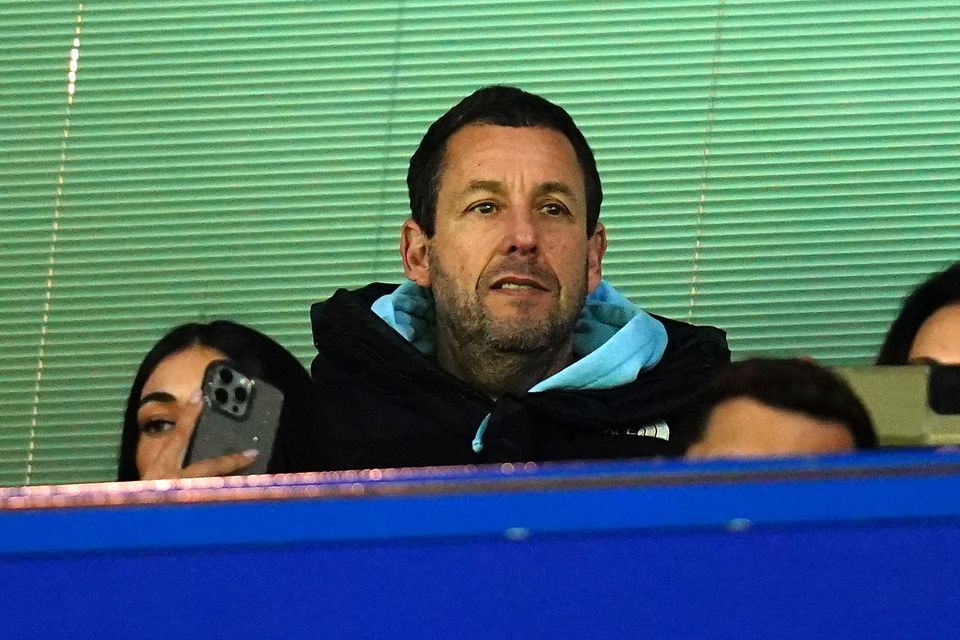 Actor Adam Sandler in the stands ahead of the Premier League match at Stamford Bridge (John Walton/PA)