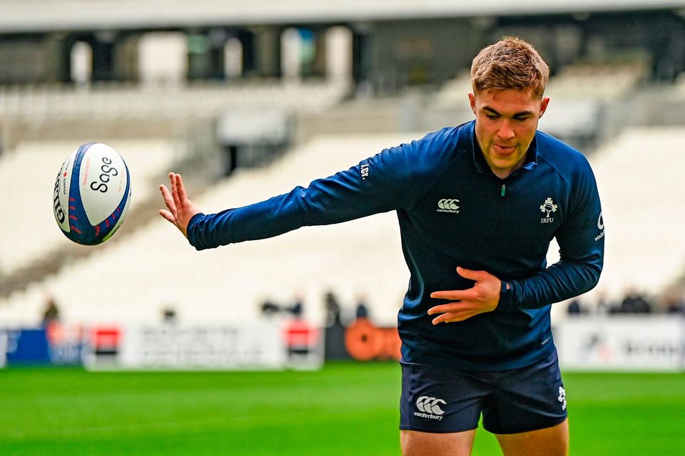 Jack Crowley during an Ireland captain's run at the Stade Velodrome in Marseilles. Photo: Harry Murphy/Sportsfile