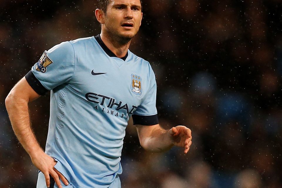 Manchester City's Frank Lampard looks on during their English Premier League soccer match against Sunderland at the Etihad Stadium in Manchester