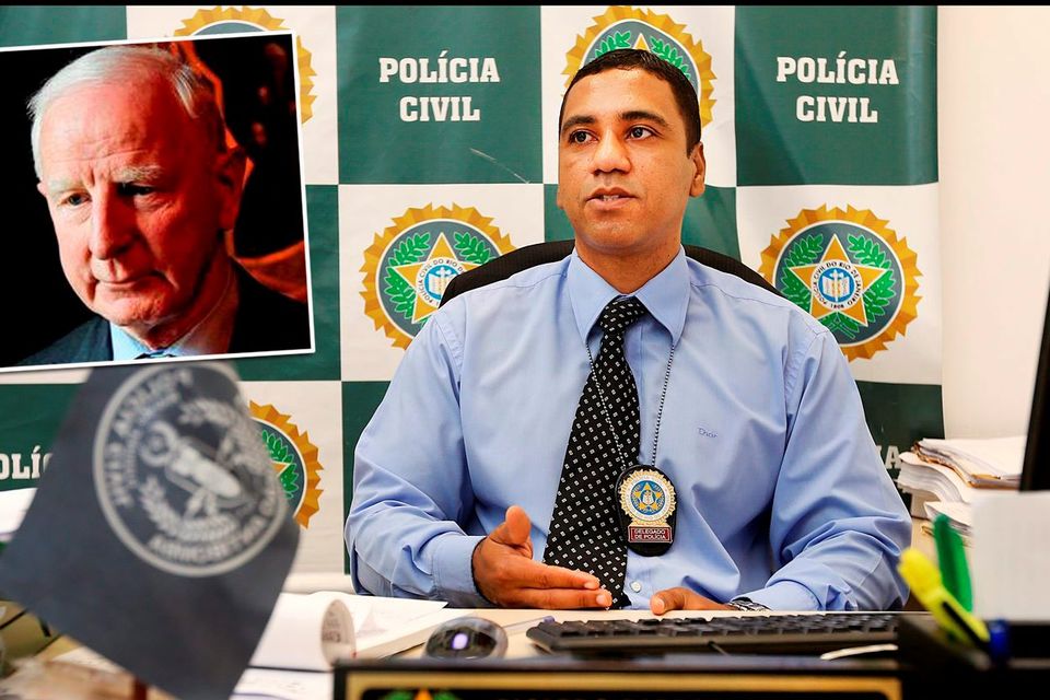 Ricardo Barboza De Souza Head of the Civil Police Fraud Unit at Police City in Rio De Janeiro. Inset Pat Hickey Pic Steve Humphreys