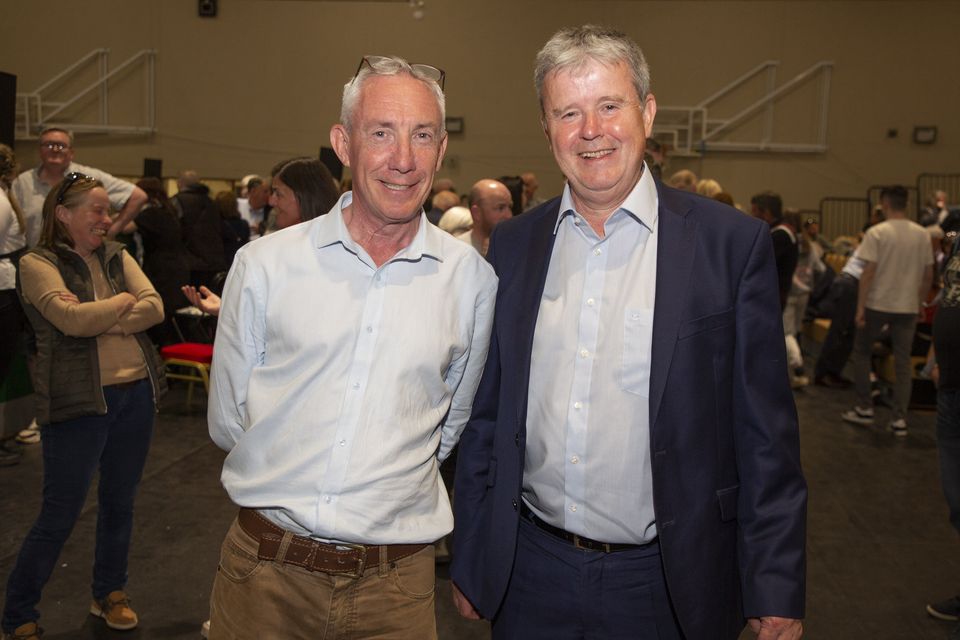 John Kelly and Edward Timmins at the count in Greystones 