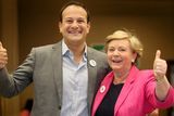 thumbnail: Ministers Leo Varadkar and Frances Fitzgerald pictured at the count centre in City West.  Picture;  Gerry Mooney