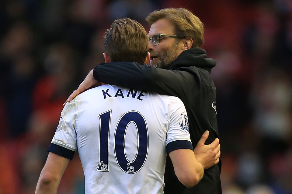 Liverpool manager Jurgen Klopp, right, believes Tottenham striker striker Harry Kane is world class.
