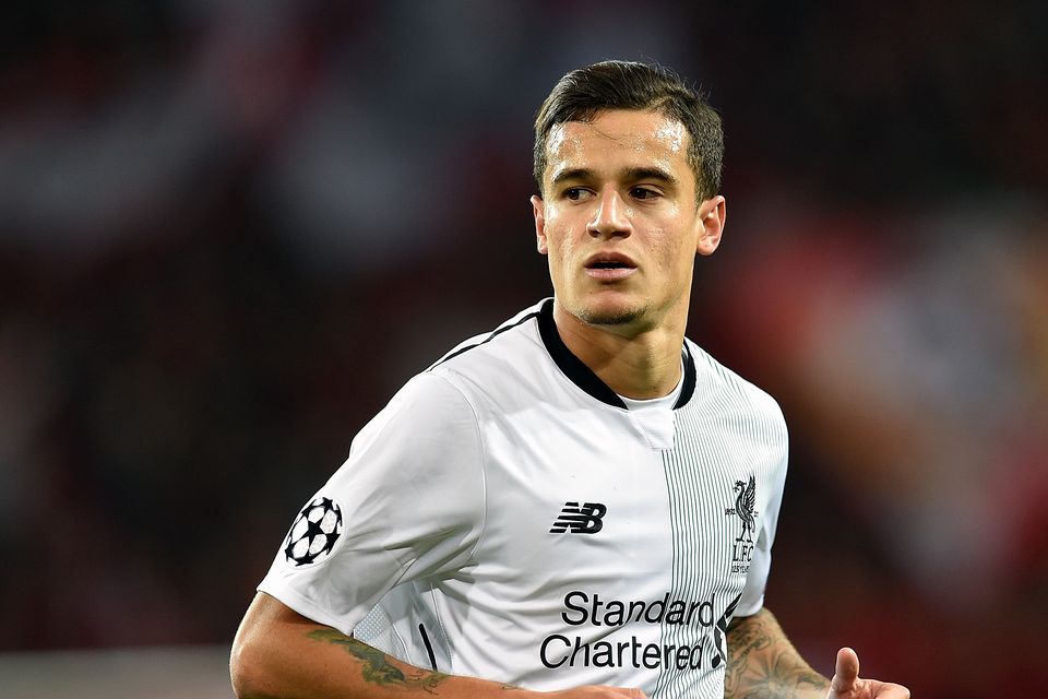 Philippe Coutinho of Liverpool during the UEFA Champions League group E match between Spartak Moskva and Liverpool FC at Otkrytije Arena on September 26, 2017 in Moscow, Russia.  (Photo by Andrew Powell/Liverpool FC via Getty Images)
