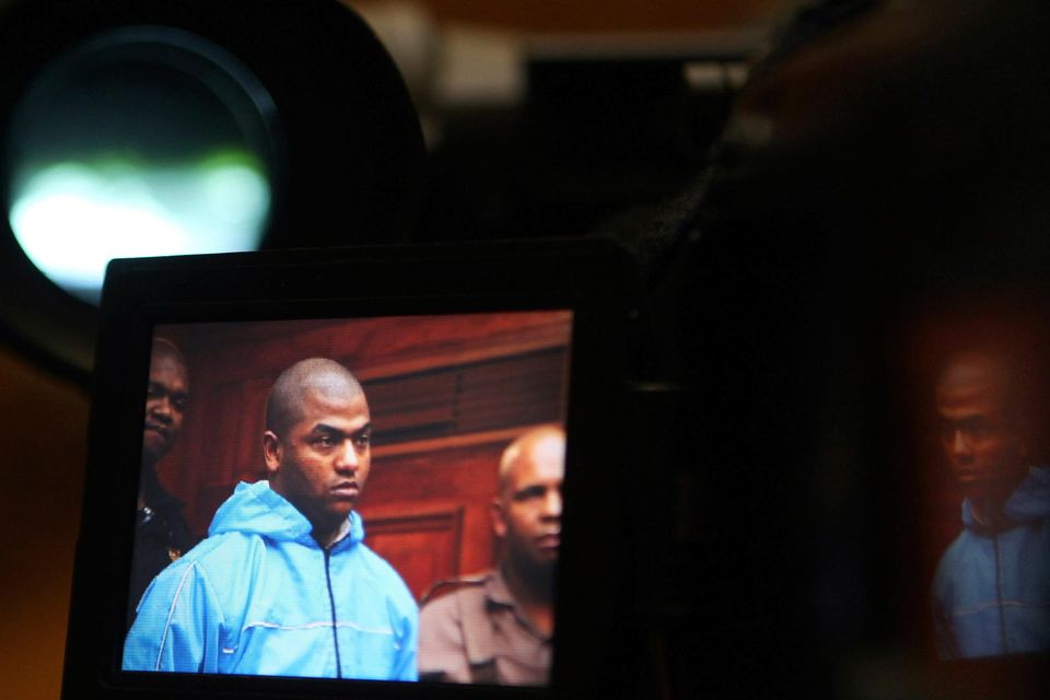 Thabo Bester in 2012 on a TV camera screen in the Western Cape High Court in Cape Town, where he appeared in connection with murder. Photo: AP
