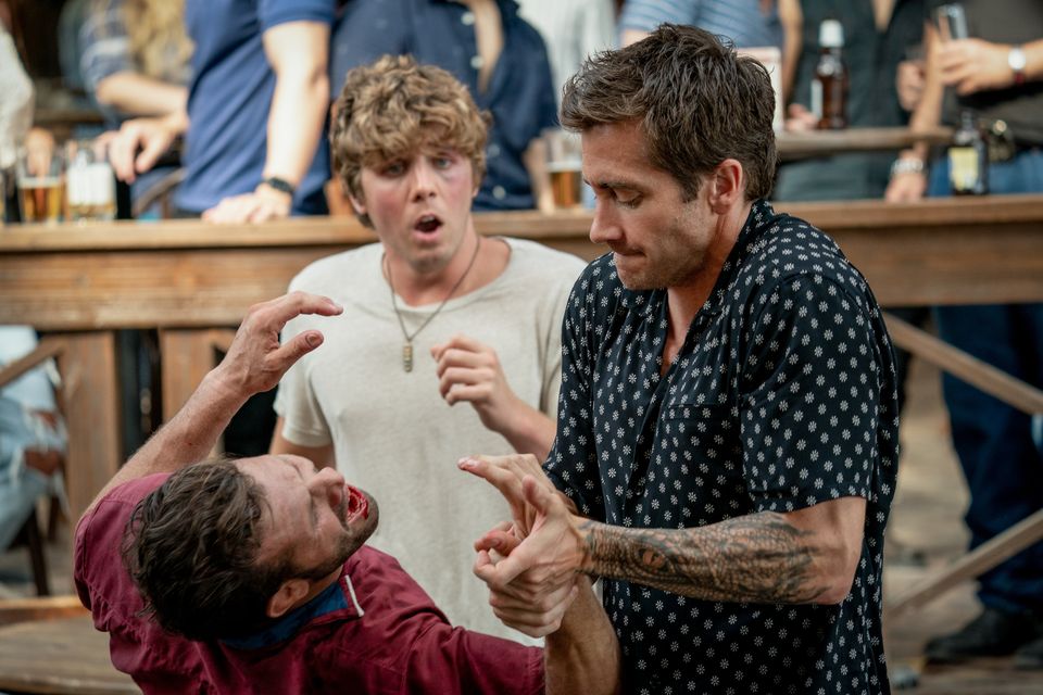 Lukas Cag and Jake Gyllenhaal in 'Road House'. Photo: Laura Radford/Prime Video