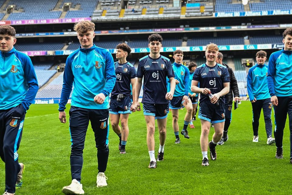 Summerhil College players before the Masita GAA Post Primary Schools Hogan Cup Final match between Summerhill College Sligo and Omagh CBS at Croke Park in Dublin. Photo by Stephen Marken/Sportsfile.