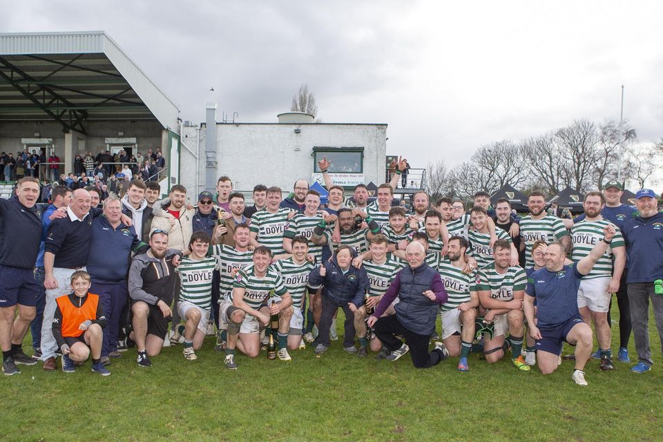 The Greystones side that defeated Galway Corinthians to secure promotion to the AIL Division 2A next season.