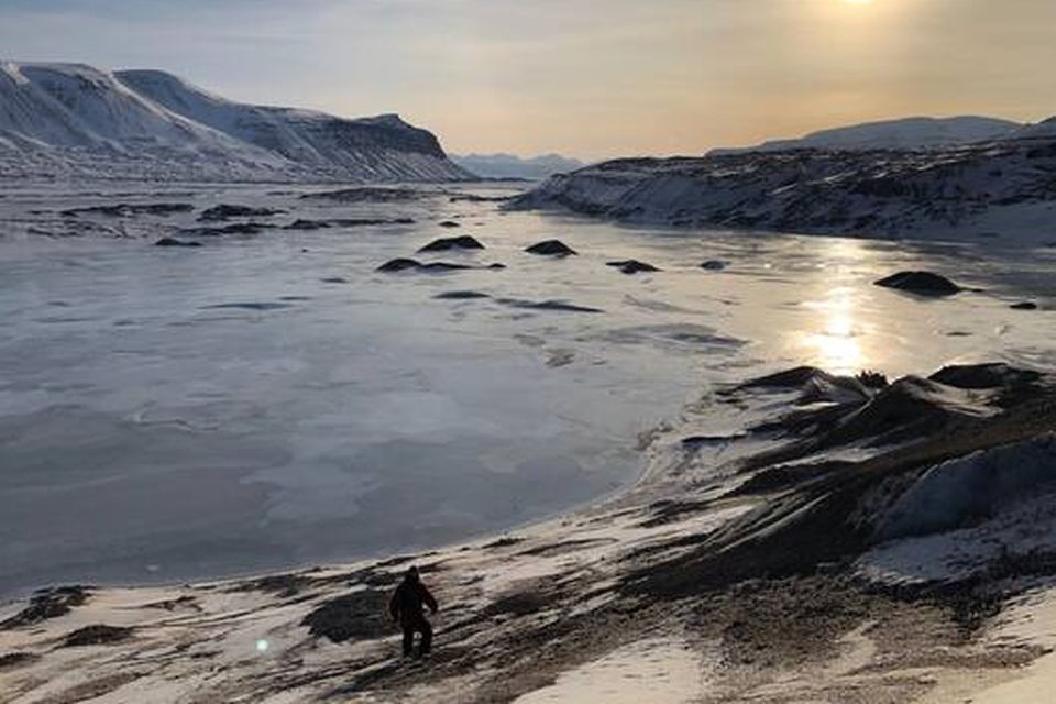 A glacier on Svalbard, Norway, where scientists have discovered underground reservoirs of methane that are being uncovered due to rising temperatures. Photo: Gabrielle Kleber