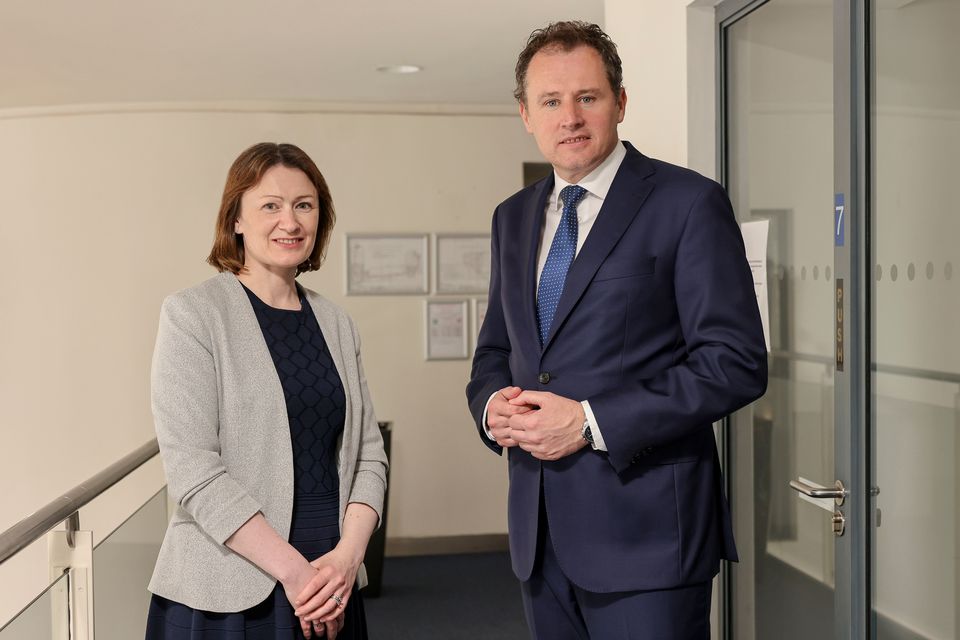 CEO Designate of the Agri Food Regulator Niamh Lenehan and Minister for Agriculture Charlie McConalogue. Fennell Photography 2023
