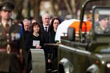 thumbnail: Finola Bruton follows the remains of her husband, former taoiseach John Bruton, as they are taken from St Peter and Paul's Church in Dunboyne following his funeral mass. Picture by Gerry Mooney
