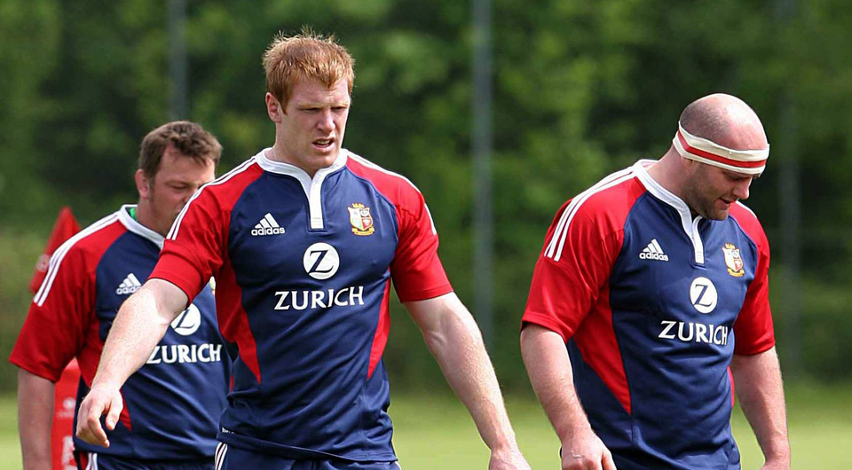 20 May 2005; Paul O'Connell and John Hayes during a British and Irish Lions training session. University of Glamorgan playing fields, Treforest, Cardiff, Wales. Picture credit; Tim Parfitt / SPORTSFILE