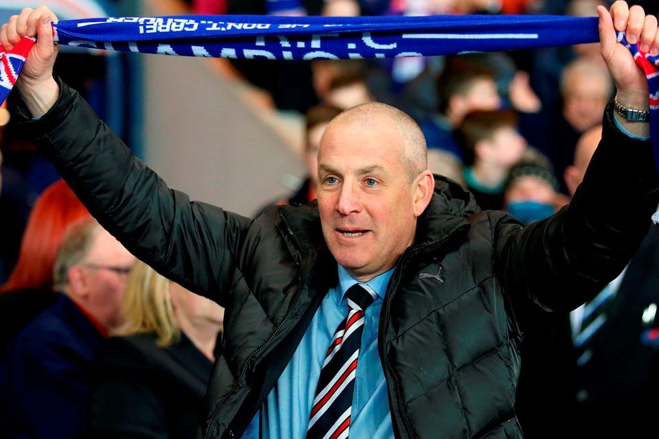 Rangers manager Mark Warburton celebrates after the Ladbrokes Scottish Championship match at Ibrox. Photo: Andrew Milligan/PA