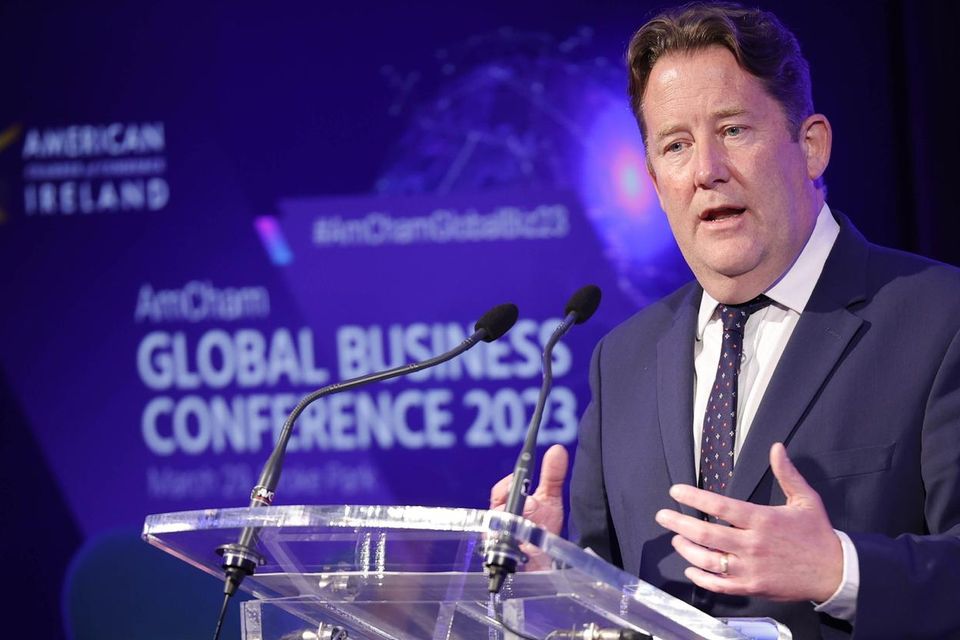 Housing Minister Darragh O'Brien at the AmCham conference last week. Photo: Conor McCabe