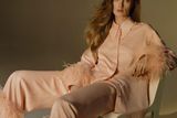 thumbnail: Peach satin blouse and trousers from Mango