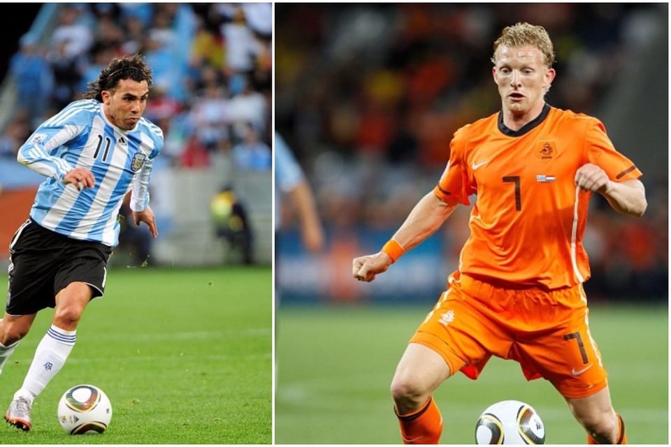 Carlos Tevez (left) and Dirk Kuyt (right).