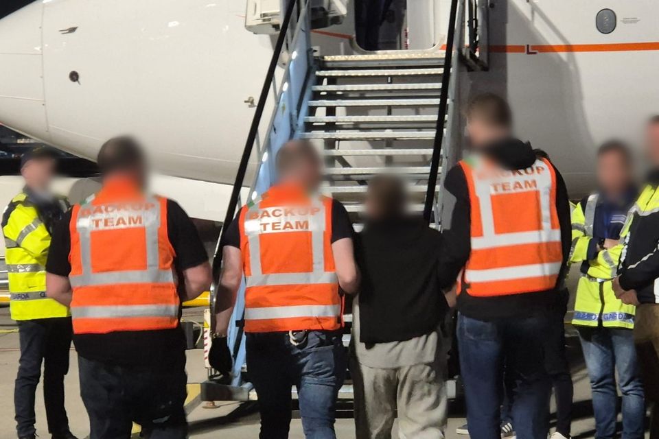A chartered deportation flight from Dublin Airport returned 39 individuals to Georgia yesterday. Photo: Facebook/Garda