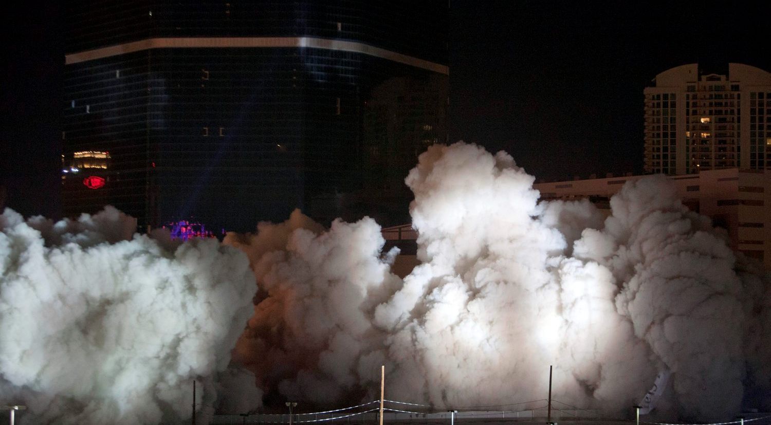 Reduced to rubble: Riviera's Monaco Tower imploded - Las Vegas Sun News