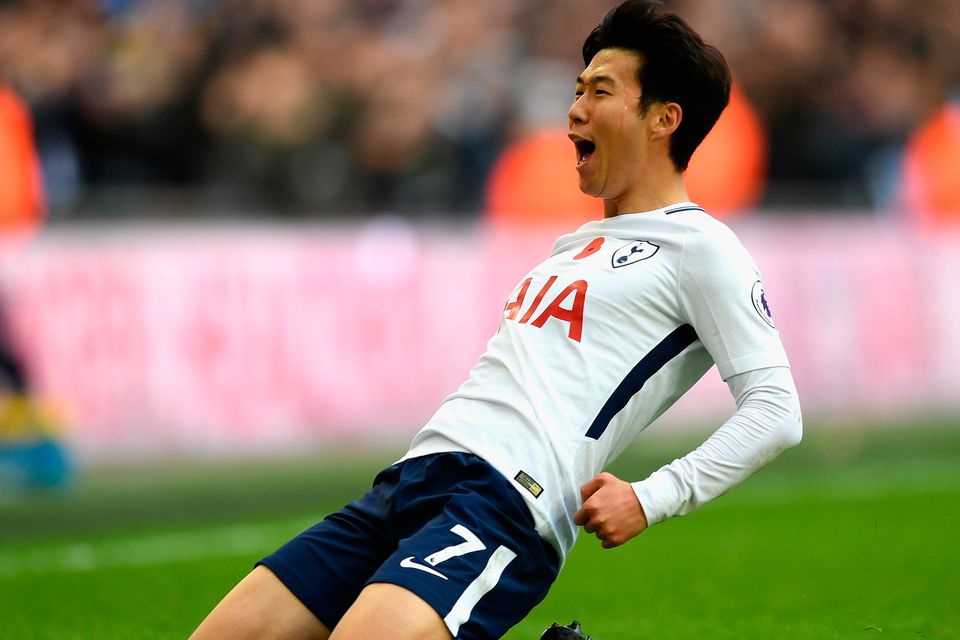 Heung-Min Son of Tottenham Hotspur celebrates scoring. Photo: Getty Images