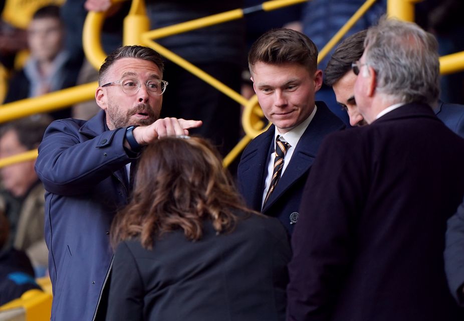 Luton manager Rob Edwards, left, watched the game at Molineux (Joe Giddens/PA)