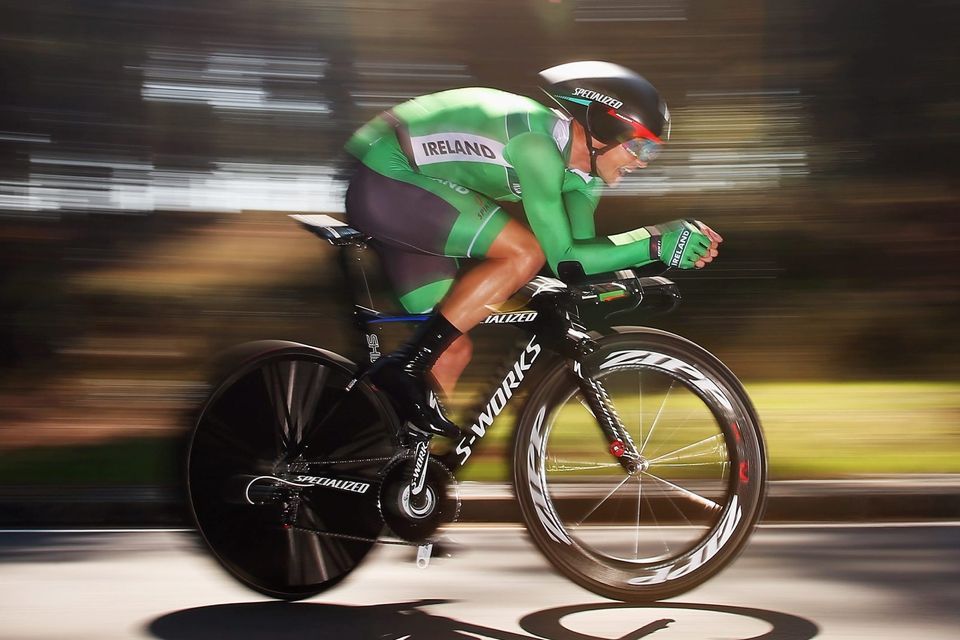 Nicolas Roche of Ireland in action in the Elite Men's Individual Time Trial on day four of the UCI Road World Championships in Ponferrada, Spain