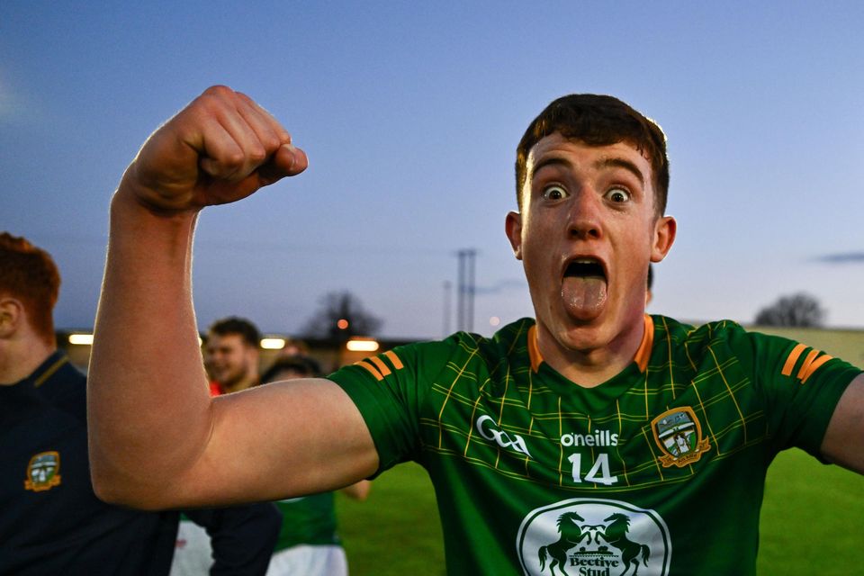 Jamie Murphy of Meath celebrates after the EirGrid Leinster GAA Football U20 Championship semi-final match between Kildare and Meath at Manguard Park at the Kildare GAA Centre of Excellence in Hawkfield, Kildare.