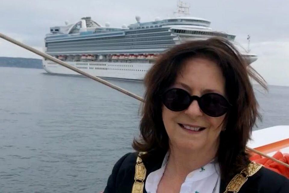 Councillor Lettie McCarthy on her way to visit the Emerald Princess as it arrived into Dún Laoghaire recently