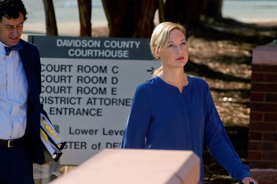 Molly Martens Corbett arrives with an attorney at the Davidson County Courthouse on Tuesday morning. Photo: Donnie Roberts/The Dispatch