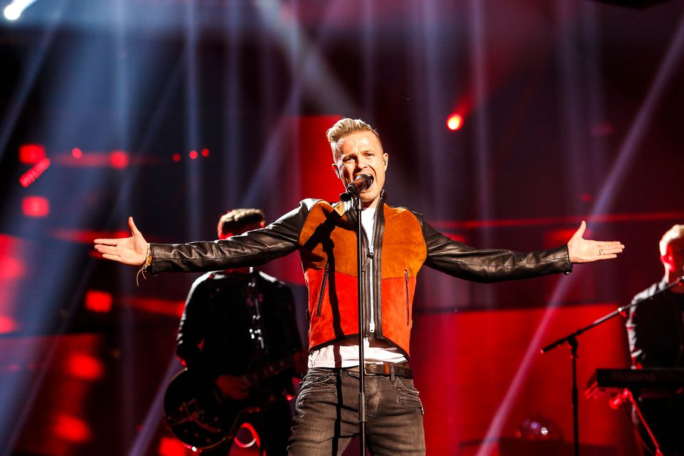 Nicky Byrne on stage in Stockholm