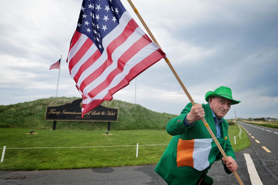 Paul Markham awaiting Donald Trump's arrival in Doonbeg, Co Clare. Photo: David Conachy