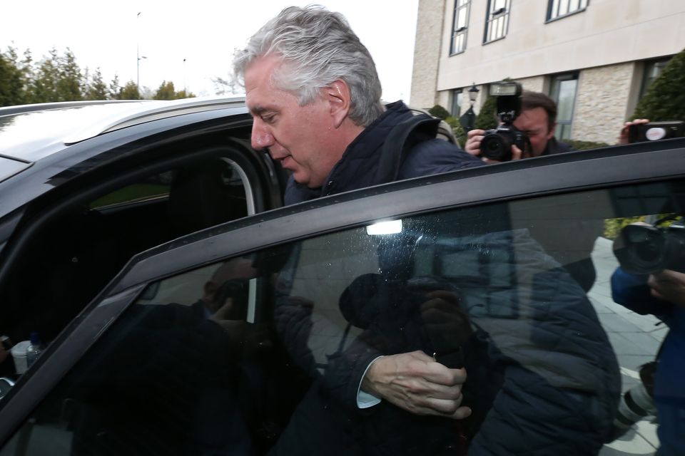 John Delaney leaving the Carlton Hotel after a meeting with the board of the FAI