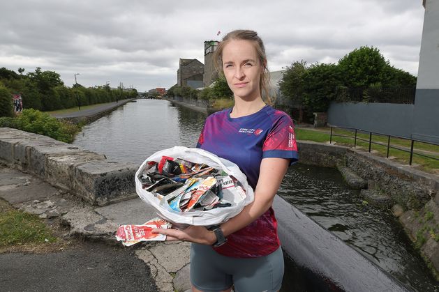 A woman living in Dublin’s north inner city collected more than 150 discarded energy gel wrappers while out training for a marathon.