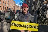 thumbnail: Martin Leahy from Bandon, Co Cork travels to Dublin every week to protest outside the Dáil. Pic. Olivia Lynott