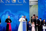 thumbnail: Pope Francis greets addresses the crowd  at Knock Shrine.
Pic Steve Humphreys
26th August 2018