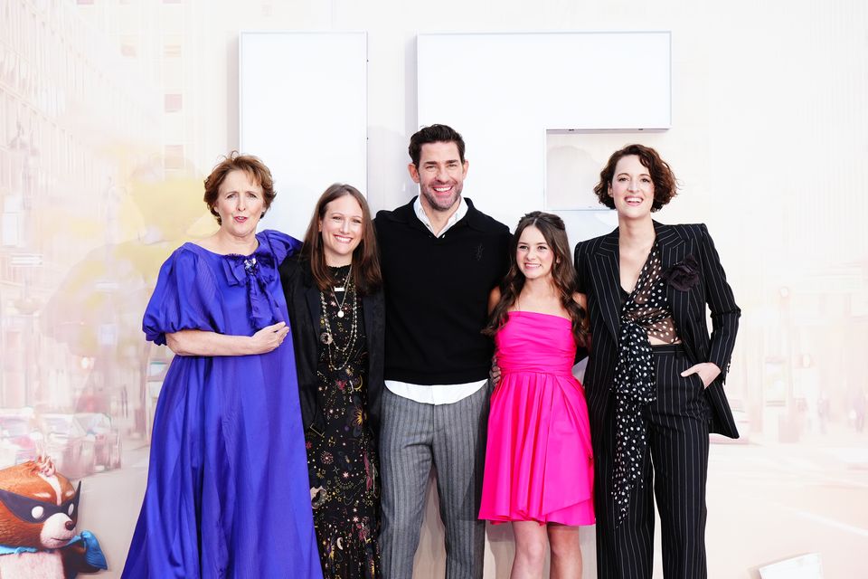 Fiona Shaw, Allyson Seeger, John Krasinski, Cailey Fleming and Phoebe Waller-Bridge attending the UK premiere of IF in London (Aaron Chown/PA)