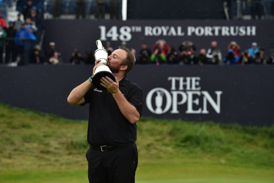 Shane Lowry celebrates with the Claret Jug after winning the 148th Open Championship at Royal Portrush in 2019. Photo: Getty Images