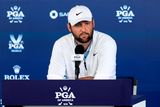 thumbnail: Scottie Scheffler speaks to the media after his second round at PGA Championship in Louisville, Kentucky. Photo by Patrick Smith/Getty Images