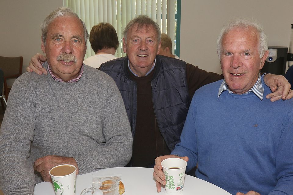 Seamus Whelan, Ray Quigley and Tom Millar at the coffee morning in aid of the Hope Centre in Enniscorthy Garda Station.