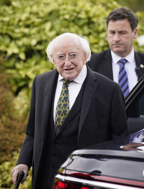 President Michael D Higgins arrives for the funeral of Mary O’Rourke (Niall Carson/PA)