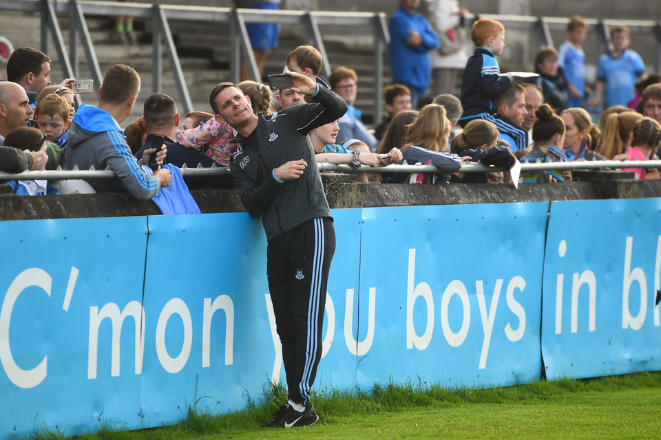 Stephen Cluxton takes a selfie with Dublin fans during a meet and greet at Parnell Park