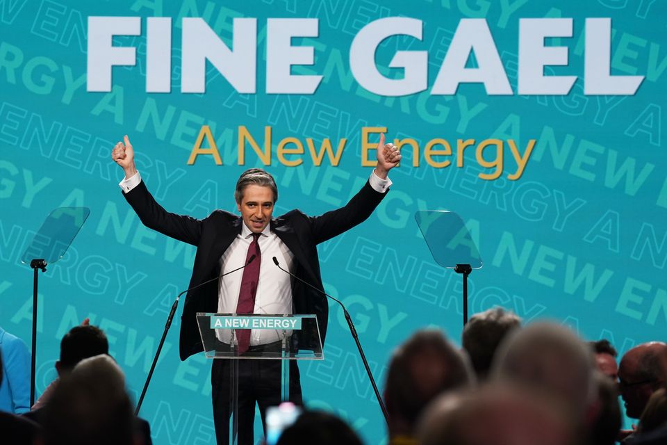 Fine Gael leader Simon Harris at the party's ard fheis. Photo: PA