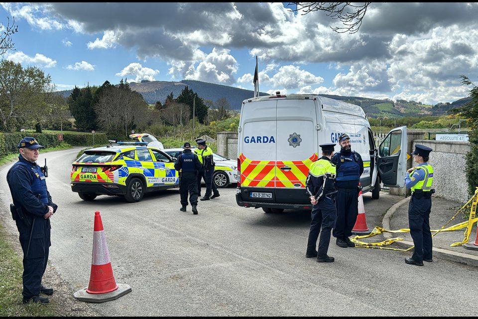 Gardaí at the scene of the attack at Newtownmountkennedy in Wicklow. Photo: Steve Humphreys